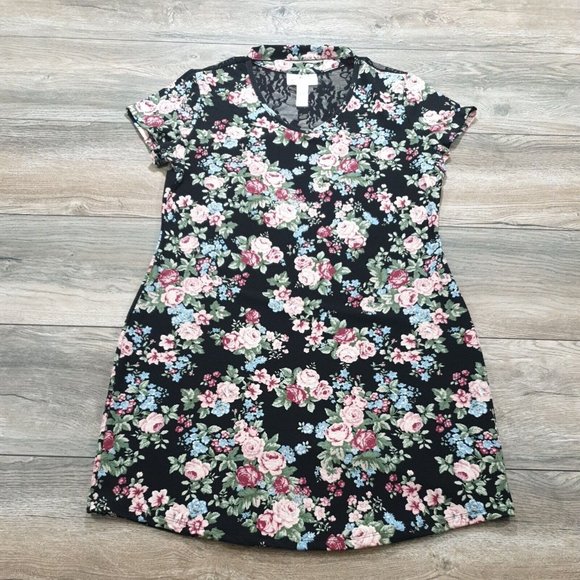 just be Dresses & Skirts - Just Be Womens Medium Floral Rose Lace Dress Stretch Office Business Casual